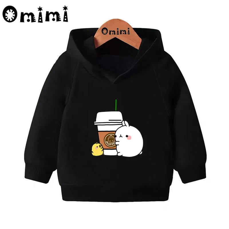 Molang and Piupiu/милые толстовки с героями мультфильмов; детские толстовки с капюшоном; крутой пуловер для малышей; топы для девочек и мальчиков; осенняя одежда; KMT5217