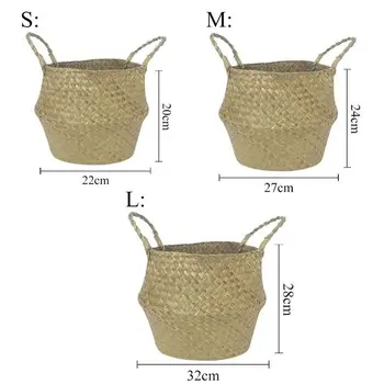 

New Storage Basket Wicker Flower Basket Foldable Braid Laundry Basket Dirty Round Wicker 32 x 28cm