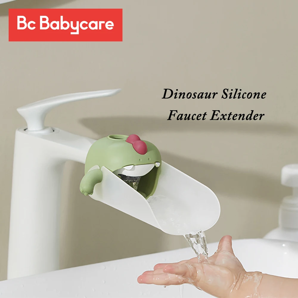 BC Babycare Dinosaur Silicone Faucet Extender Water Saving Kids Hand Washing Water Tap Extender Bathroom Accessories 2 Sockets