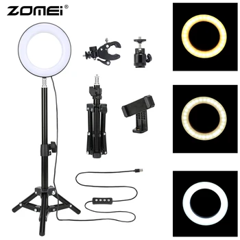 

ZOMEI 6" Photography Lighting Dimmable LED Selfie Light Ring Light Youtube Live Video Makeup Photo Studio Light with USB Plug