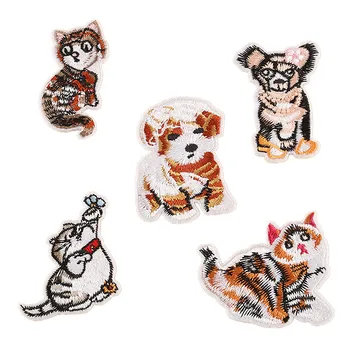 

50pcs/lot Embroidery Patches Cute Dog Cat Animal Jacket Jean Backpack Biker Clothing Decoration Diy Iron Heat Transfer Applique