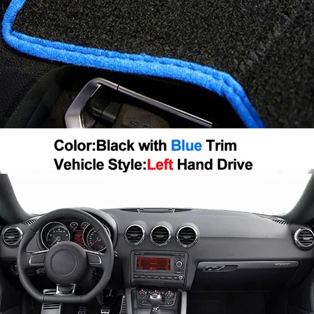 LHD Blue Крышка приборной панели автомобиля, коврик, ковер для Audi TT TTS 2008-2012 2013 LHD RHD 2 слоя солнцезащитный козырек, авто накидка 2009 2010 2011 - Название цвета: LHD Blue