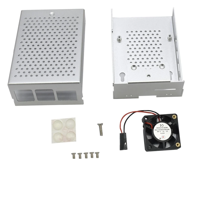 FFYY-Raspberry Pi 4 Model B Aluminum Case Metal Case with Cooling Fan Enclosure Kit