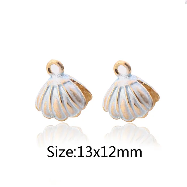 10pcs/lot Alloy Ocean Starfish Enamel Charms for jewelry Making Bracelet DIY Necklace Jewelry Accessories DIY Craft Shell Conch light blue