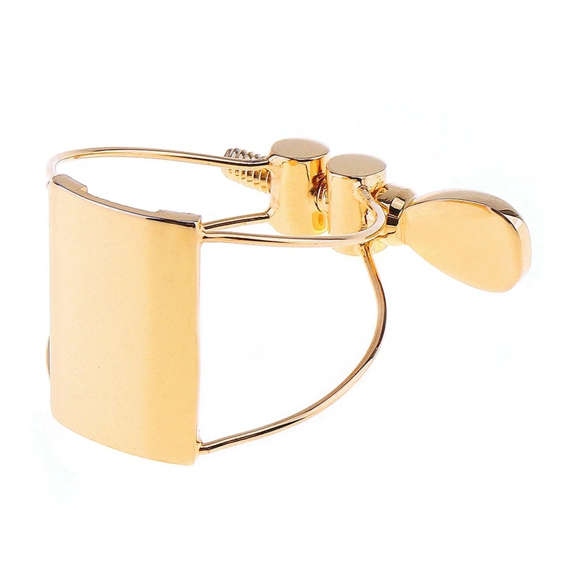 Gold-Plated Bb Clarinet Mouthpiece Ligature Clip With Flute Head Card Cap For Saxophone