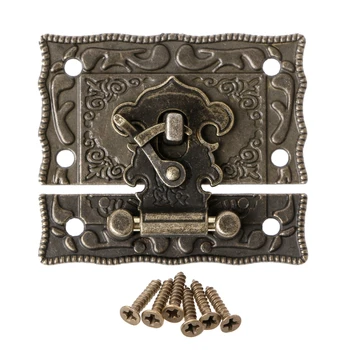 

2020 New 55mmx47mm Vintage Style Latch Wooden Box Hasp Pad Chest Lock Bronze Tone Antique