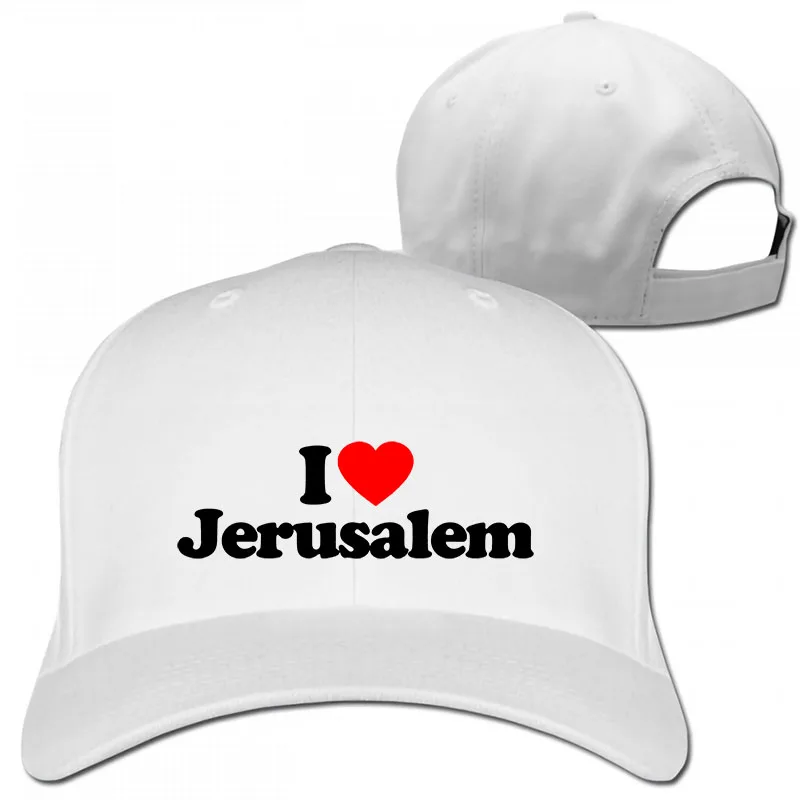 Забавная бейсбольная кепка с надписью I Love Heart Jerusalem Israel для мужчин и женщин, модная Регулируемая Кепка - Цвет: 1-White