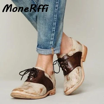 

2020 New Woman Boots PU Leather Ladies Boots Flat Lace-up Woman Shoes Autumn Fashion Pointed Toe Female Shoes Botas Mujer