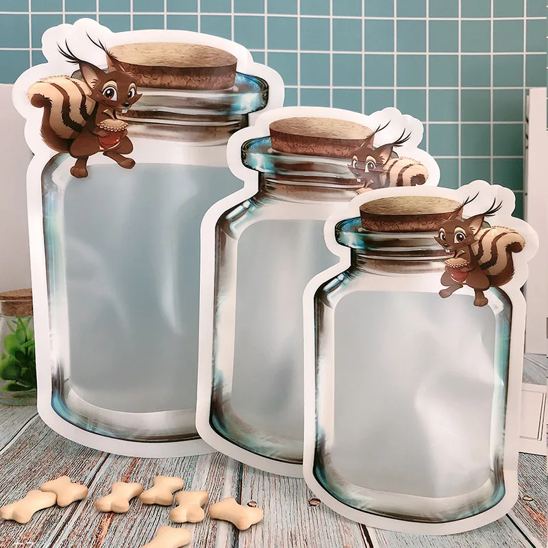 

Mason Bottle Biscuit Bag Special Shaped Canned Frosted Stand Up Snack Bag Reusable Kitchen Food Container Gifts Organizers Bags
