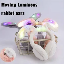 Женские забавные зимние наушники, искусственный мех, светодиодный, с подсветкой, заячьи ушки, теплые, плюшевые, зимние аксессуары, флис, искусственный мех, наушники, вечерние, реквизит