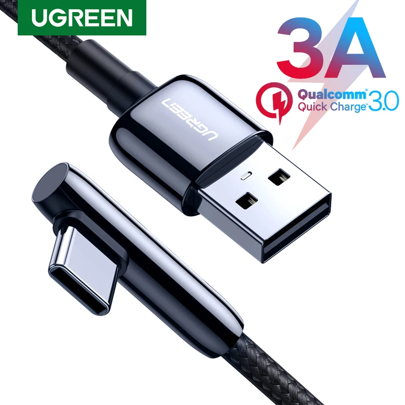 Кабель Ugreen USB C 90 градусов Type на A кабель для быстрой зарядки и передачи данных Samsung