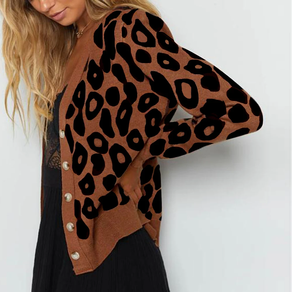 Leopard Sweater Women Cardigan Winter Clothes Long Sleeve Knitwear Autumn Sweaters Jumper Pullovers Pull Femme |