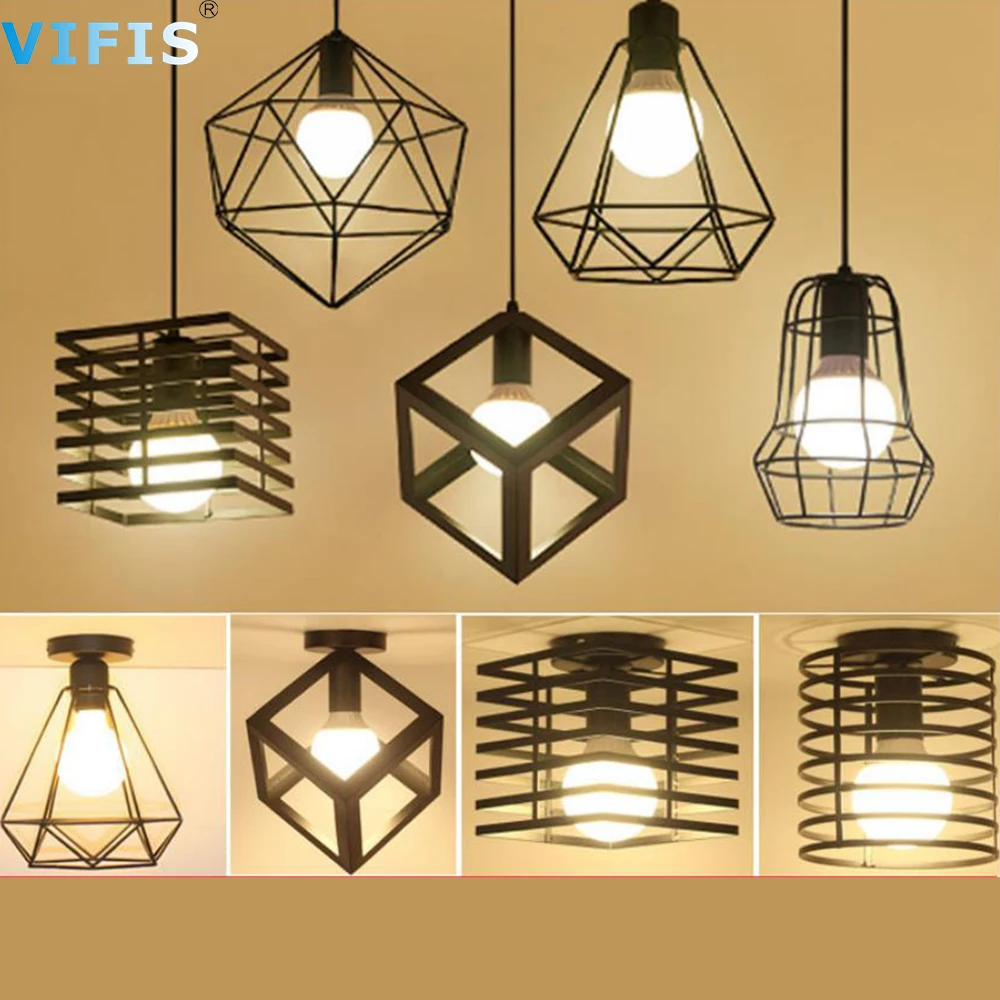 

Vintage Ceiling Lamps Chande-lier 110 /220V Retro Ceiling Light for Corridor Aisle Porch Balcony E27 Home Lights Cage Fixture