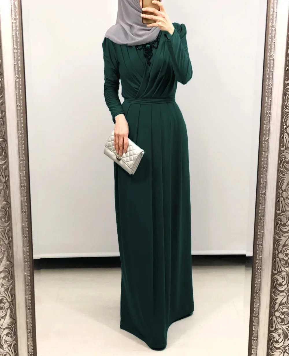 Pleated Turkish Singapore Jilbab Dubai Muslim Islamic Dress Ropa Musulman Mujer Hijab Dress Elbise Abaya Islam Moroccan Kaftan