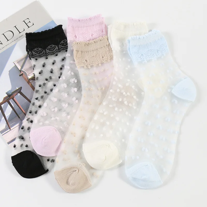 

skarpety mujer ukraine femme kawaii miniso chaussette Breathable ultra-thin socks summer women transparent lace elastic socks