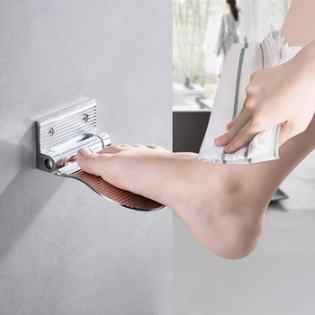

1pc Shower Footstool Non-slip Aluminum Wall Mount Shower Footstool Bathroom Stand Footstool Hardware Bathroom Accessories