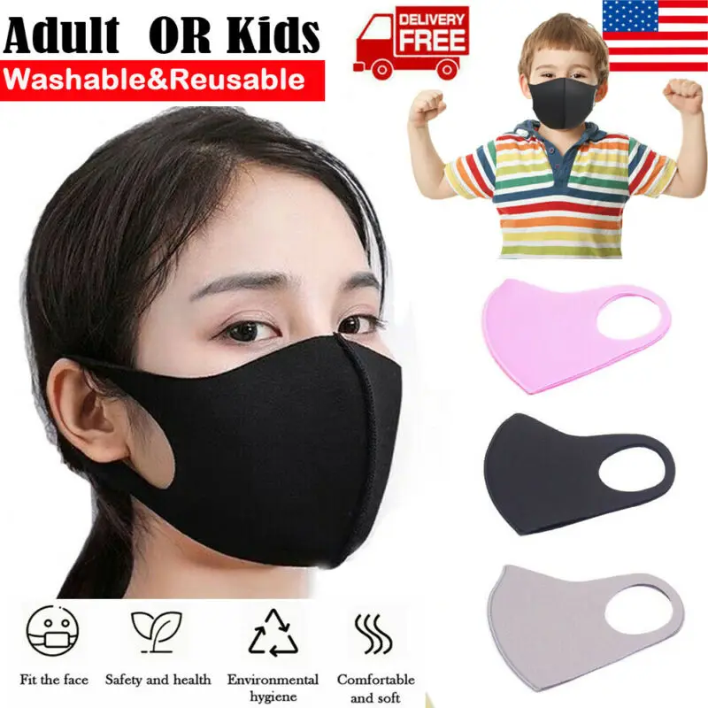

1Pcs Unisex Adult/Kids Face Mask Reusable Anti Dust Pollution Breathable Mouth Maks Protective