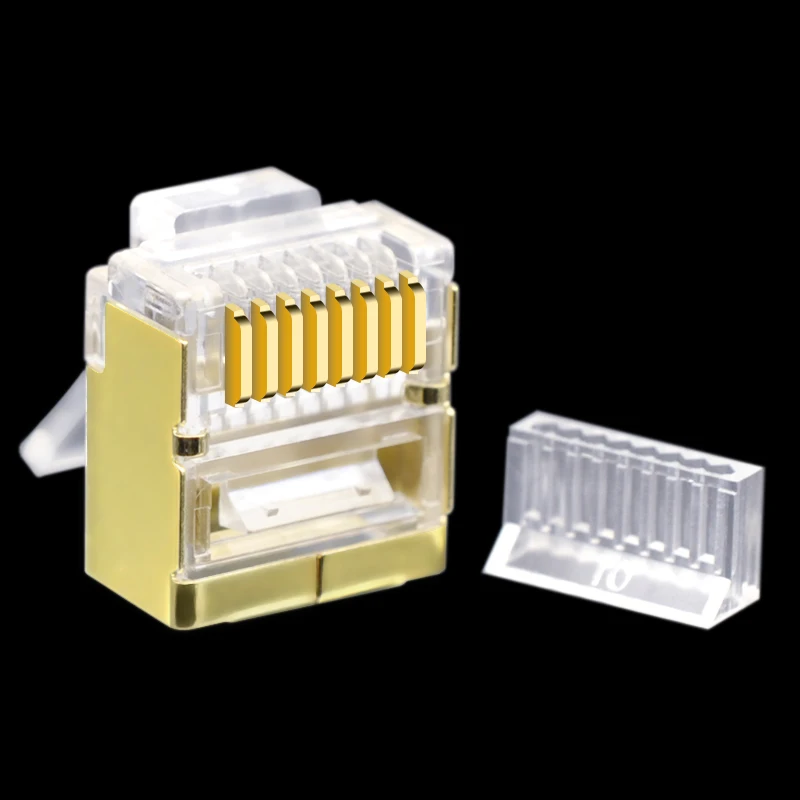 CNCOB Flat Cat6 FTP Gold-Plated Copper Shell RJ45 Ethernet Connector Modular Computer Network Plug Gigabit