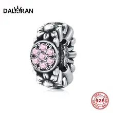 DALARAN 925 серебро прозрачный CZ розовый разделитель в виде цветка бусины подходят DIY браслет серебро 925 оригинальные подвески для женщин ювелирные изделия подарок