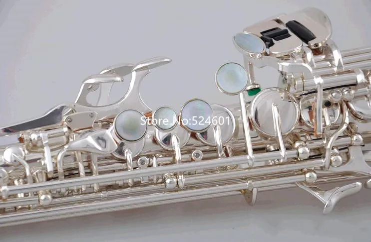 Hot Selling MARGEWATE Straight Soprano S-902 B Flat Saxophone Brass Silver Plated Instruments Music With Mouthpiece Case