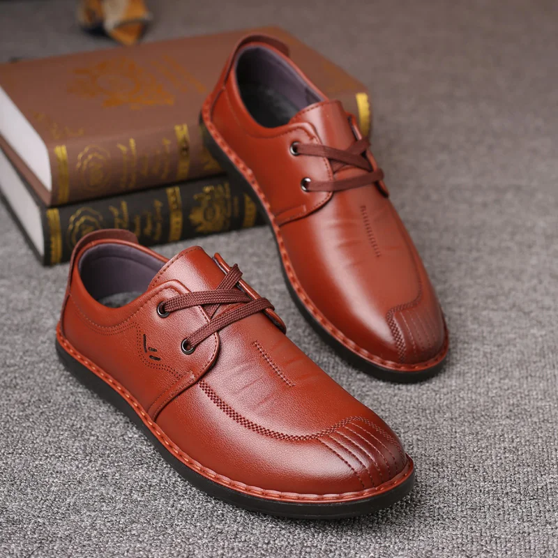 

Man Casual Sneakers Men leather flats Shoes Business casual Leather Oxford Mens Shoes Leisure Sewing thread design *0518