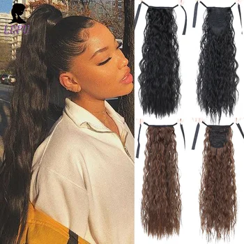 

LUPU 18" 22" Drawstring Ponytail Fake Corn Clip In Pony Tail High Temperature Synthetic Hair Long Curly Wave Fiber Hair Tail