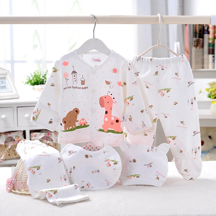 CYSINCOS комплект одежды унисекс из 5 предметов для малышей 0-3M, хлопковая одежда для новорожденных девочек комплект одежды для сна для маленьких мальчиков Одежда для новорожденных с мультяшным принтом Подарочный комплект