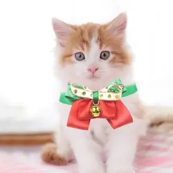 Галстук-бабочка для домашних животных и собак, ожерелье, ювелирные изделия с золотым колокольчиком, очаровательные костюмы для рождества