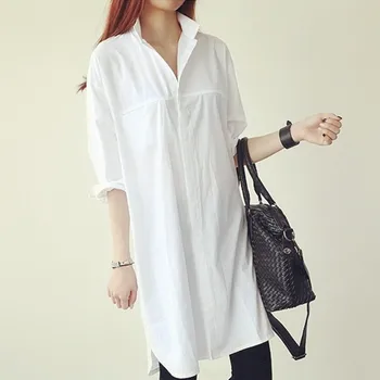 

COIGARSAM Loose Shirt Womens tops New Stand Neck Women shirts White 305