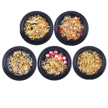 

5Pcs Nails Decoration DIY Hollow Star And Moon Nail Decor Pearl Nail Art Ornament Manicure Decals Nails (Random Pattern)