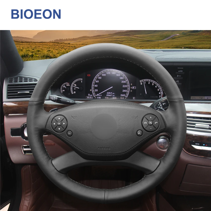 Черная искусственная кожа ПУ крышка рулевого колеса для Mercedes Benz S300 350 400 500 600 2010-2013 CL-Class 2011