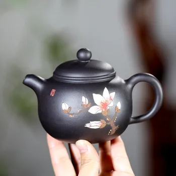 

Famous Competitive Products Yixing Dark-red Enameled Pottery Teapot Raw Ore Pure Full Manual Mud Painting Yulan Bao Chung Hu