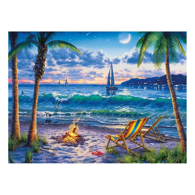 

The seaside scenery 5D round Shaped Diamond Painting Embroidery Needlework Rhinestone Crystal Cross Craft Stitch Kit