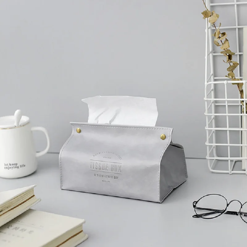 

Nordic Leather Tissue Box Creative Waterproof Paper Dispenser Case Towel Napkin Tissue Holder For Car Office Home Decoration