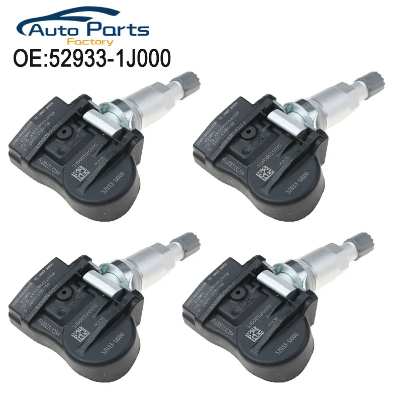 

Новинка, датчик мониторинга давления в шинах TPMS 52933-1J000, 529331J000, для Kia Optima, Hyundai i20, Sorento ix20, Venga, 433 МГц, 4 шт.