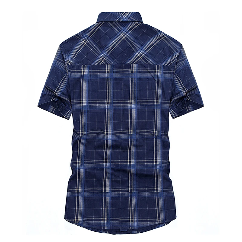 Мужская короткая рубашка в клетку из натурального хлопка цвета хаки|brand shirt men|shirt