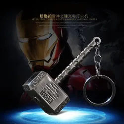 Mini Interesting Pendant Rechargeable Flameless Usb Lighter Creative Key Ring Windproof Metal Lighter Cigarette Accessories