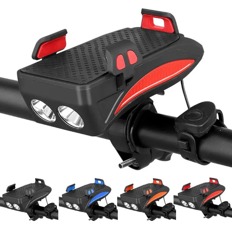  Bike Light Mobile Phone Bracket Riding Front Light Speaker LED USB Stand Support