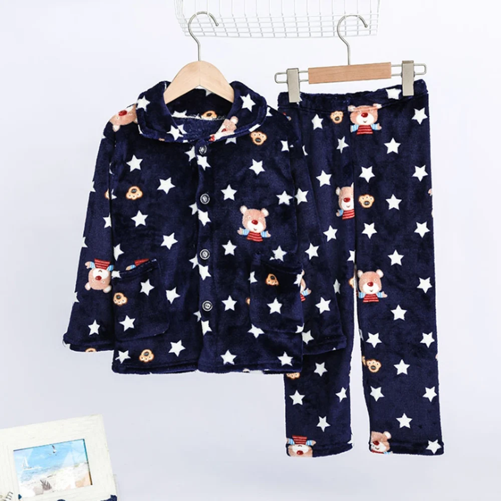 model 1 boys LOOZYKIT, Зимние Детские флисовые пижамы, теплая фланелевая одежда для сна, детские пижамы из кораллового флиса с рисунком для девочек, домашняя одежда, пижама для мальчиков - Цвет: model 1 boys