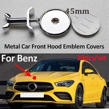 

10pcs 45MM Auto Head Bonnet Label Cover Car Front Hood Emblem Cap Covers for Benz W203 W204 W124 W201 W202 W212 W220 W205