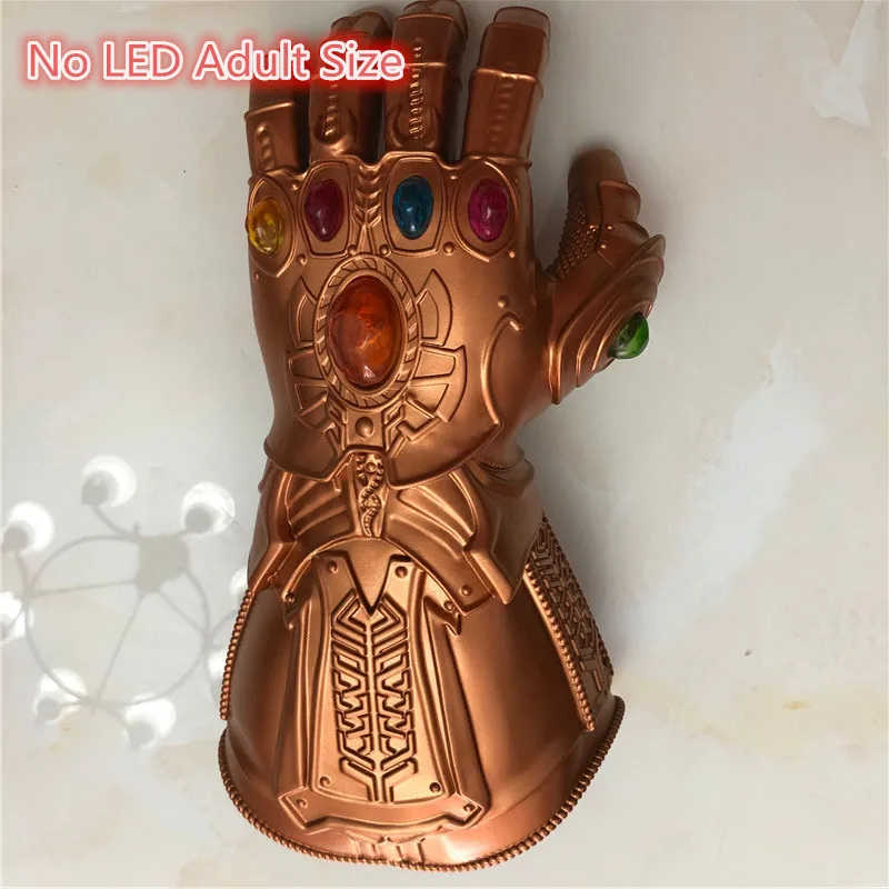 1: 1 светодиодный светильник Thanos Gauntlet Военные перчатки косплей Хэллоуин костюм реквизит Endgame 4 Quantum - Цвет: Thanos adult no led