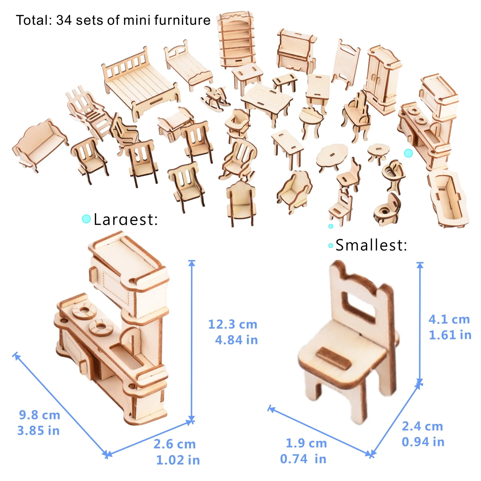 

Assembly Kit DIY Building 3D Wooden Toys Mini furniture Dollhouse Puzzle Mini Wooden Models Toys For Children Kids