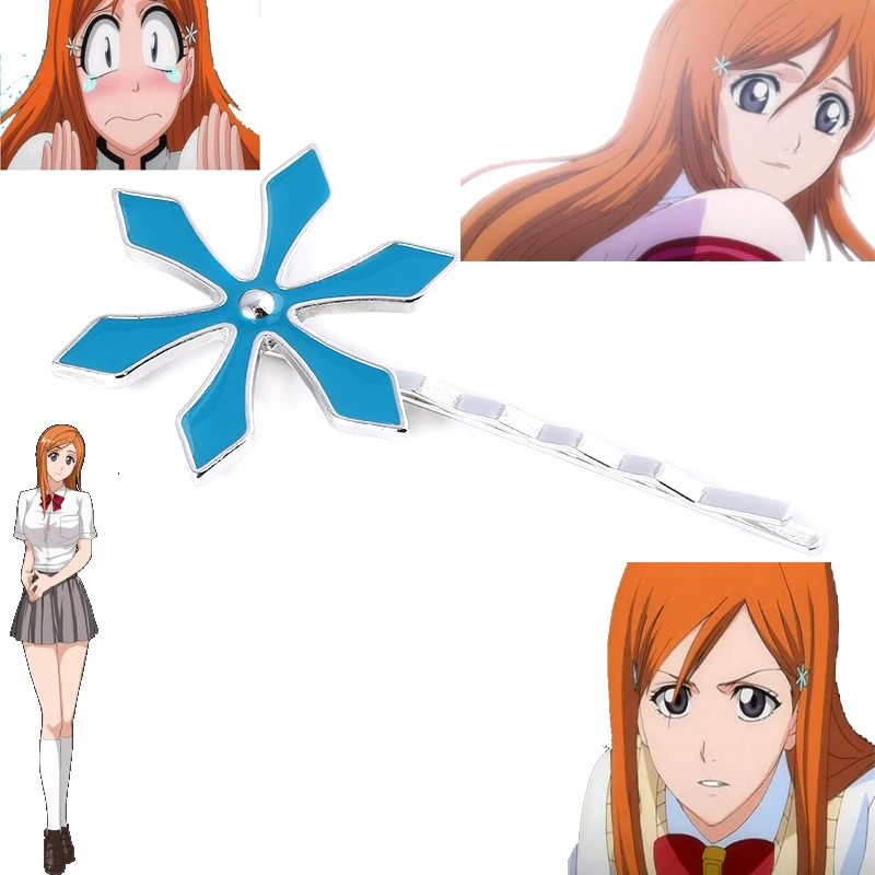 Anime Bleach Inoue Orihime Hair Clip Blue Snowflake Shaped Metal Cosplay Hairpins For Girls Cute Jewelry Christmas Gifts Brooches Aliexpress