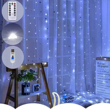 3X3 Led Usb Gordijnen String Lights Met Haak Garland Fairy Lights Tuin Kerst Decoratie Indoor Verlichting Voor Thuis Slaapkamer