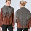 Fashion Solid Color Air Conditioning Warm Wool Knitted Shawl Women Winter Cold Cashmere Fringed Flower Hollow Triangle Scarf T78 1