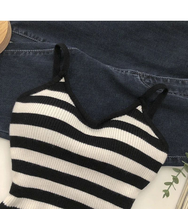 Sport Fashion (e White Black)knitted Camis For Woman Tops For Women Stripes  Crop Tops Built In Bra Spaghetti Strap Camisole Female Tank 2022  Droppshipping WEF @ Best Price Online