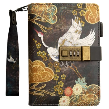 

A6 Notepad Sub-Notebook Diary with Lock Hand Book Password Lock Notebook Travel Planner Journal Student Code Lock Note Books Off