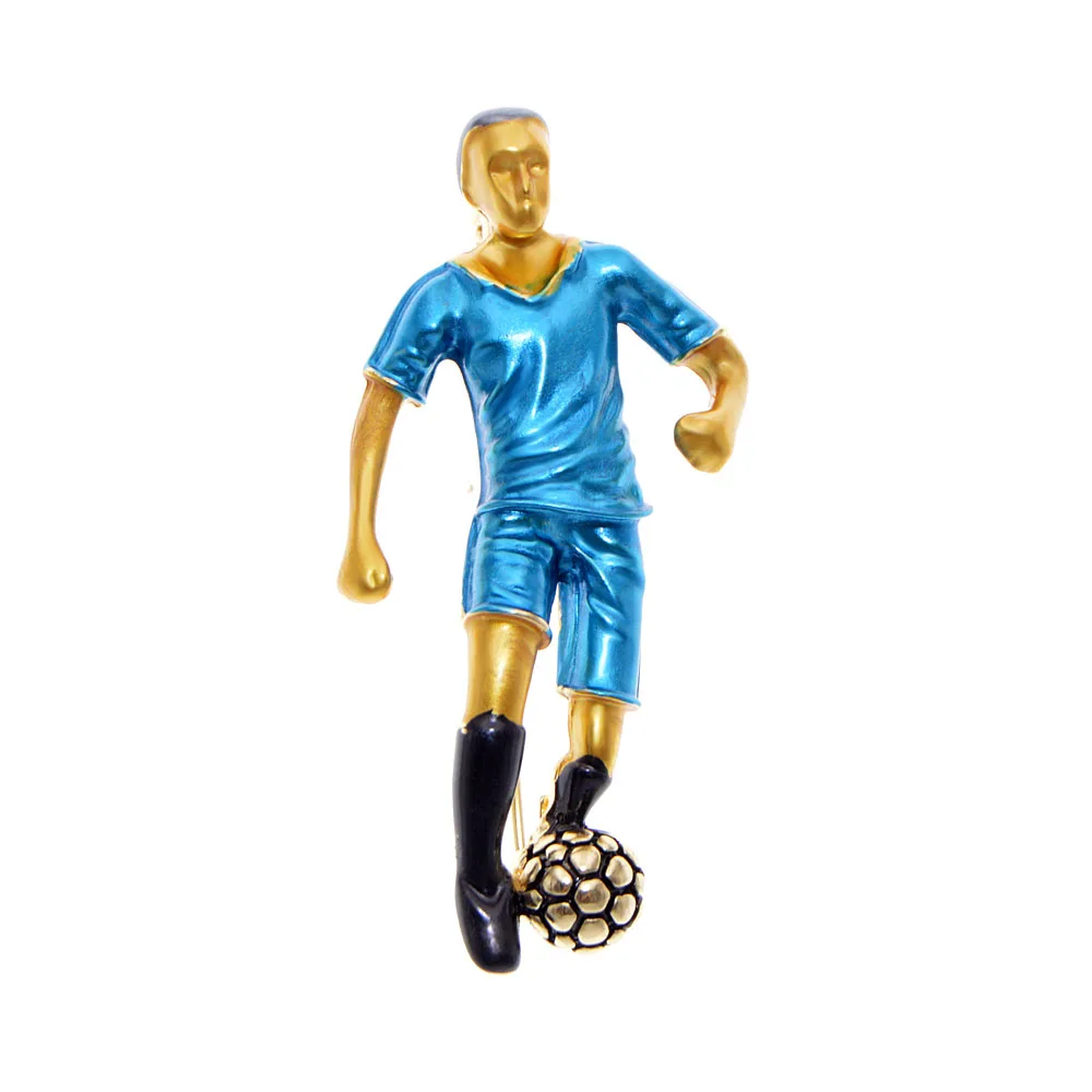 CINDY XIANG 4 Colors Enamel Football Player Brooch Vivid Design Sport Man Brooch Pin Fashion Jewelry Good Gift - Окраска металла: blue