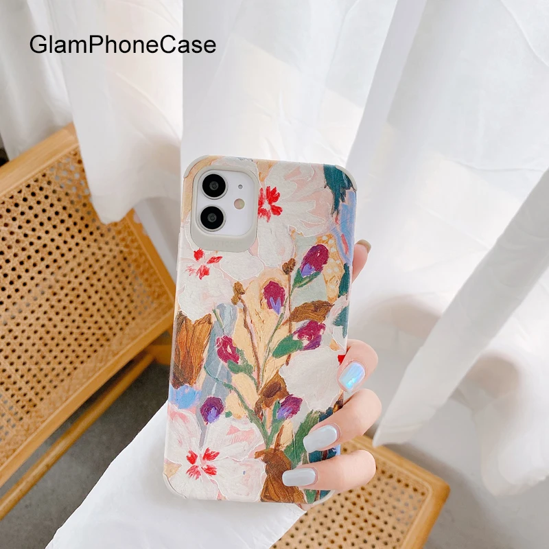 GlamPhoneCase Oil Painting Flower Phone Case For iPhoneSE 2 11Pro/Max X XS Max XR Soft Silicone Cover iPhone11 7 8Plus | Мобильные