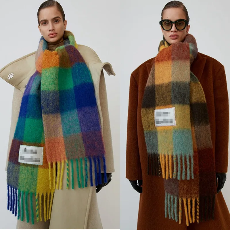 

Cashmere Shawl in Autumn and Winter2019 Winter Fashion Colored Chequered Scarf Warms Students'Necks and Thicker Shawls